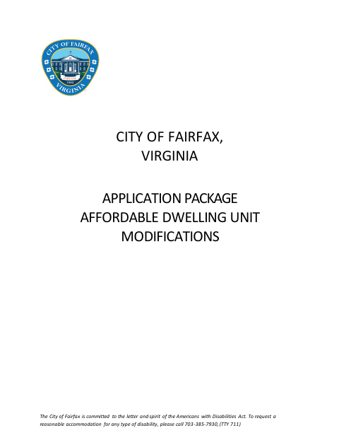 First page of the Affordable Dwelling Unit Modification Application
