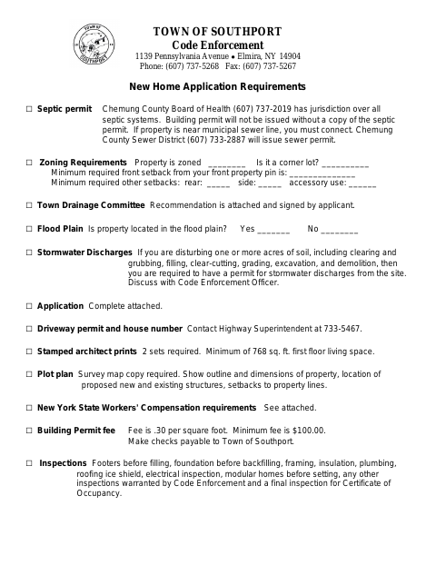 First page of the New Home Application Requirements