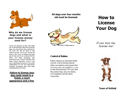 First page of the Dog License Registration Form