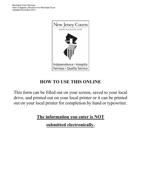 First page of the How to Appeal a Decision of a Municipal Court
