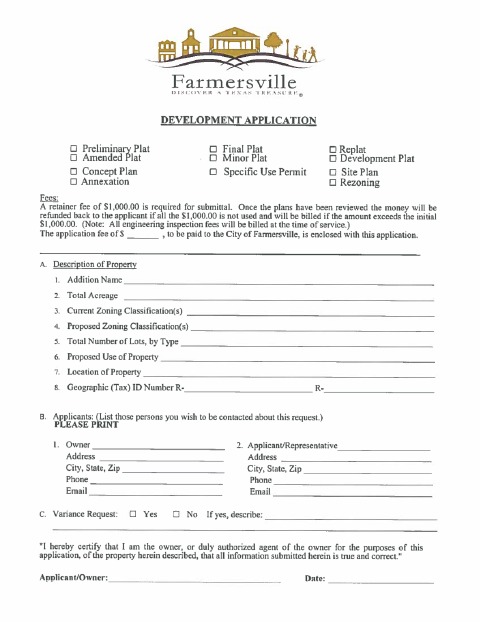 First page of the Development Application