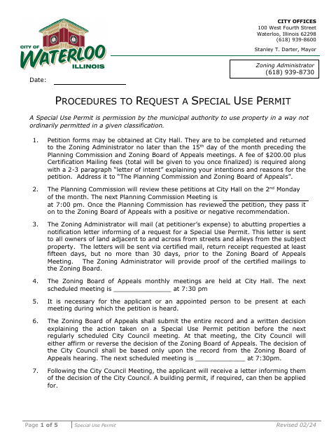 First page of the Special Use Permit