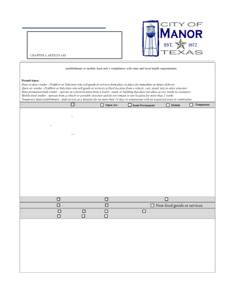 First page of the Vendor / Peddler / Solicitor Permit Application