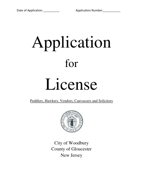 First page of the Application for License