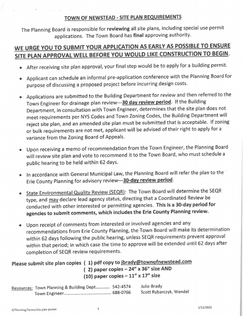 First page of the Site Plan Application