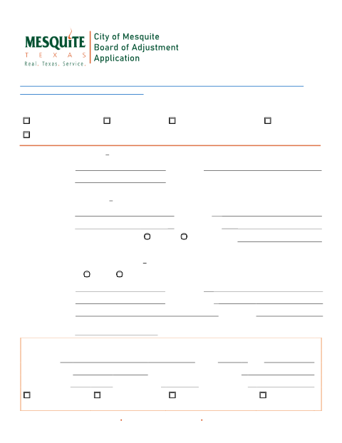 First page of the Board of Adjustment Special Exceptions and Variances Application