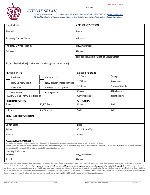 First page of the Building Permit Application