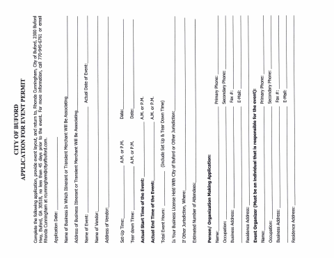 First page of the Application for Event Permit