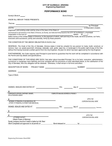 First page of the Engineering Performance Bond