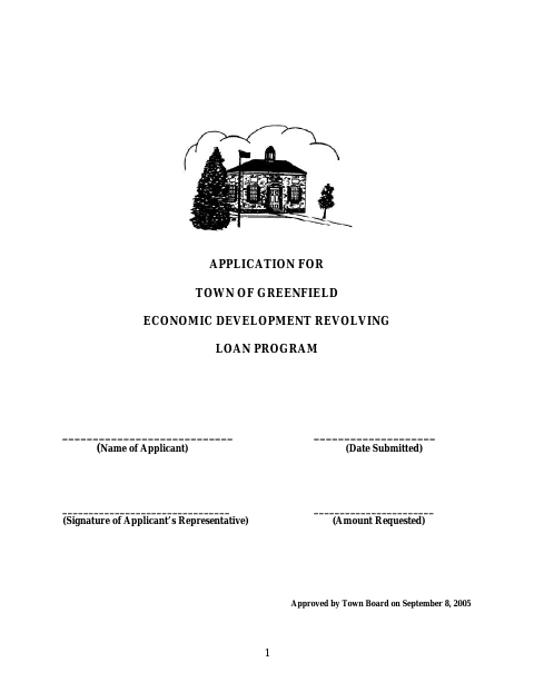 First page of the Economic Development Revolving Loan Fund Application