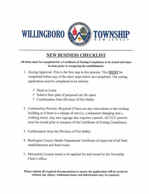 First page of the Zoning Compliance Application