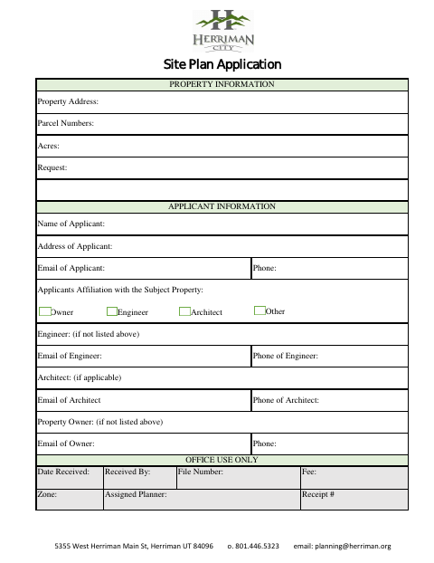 First page of the Site Plan Application