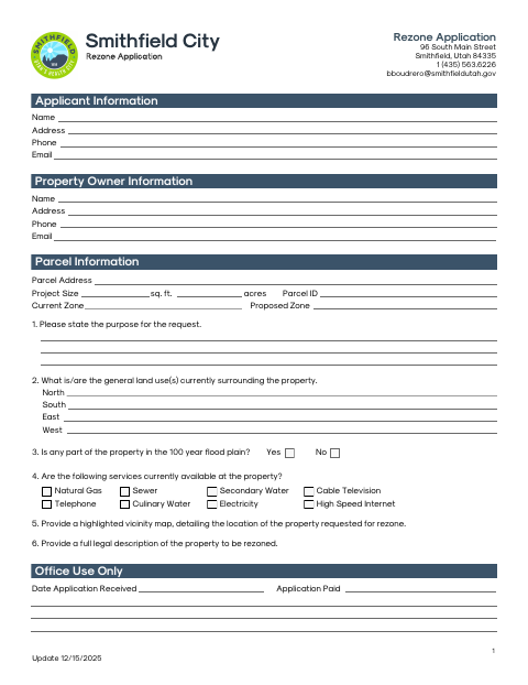 First page of the Rezone Application