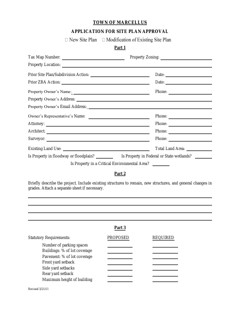 First page of the Site Plan Application