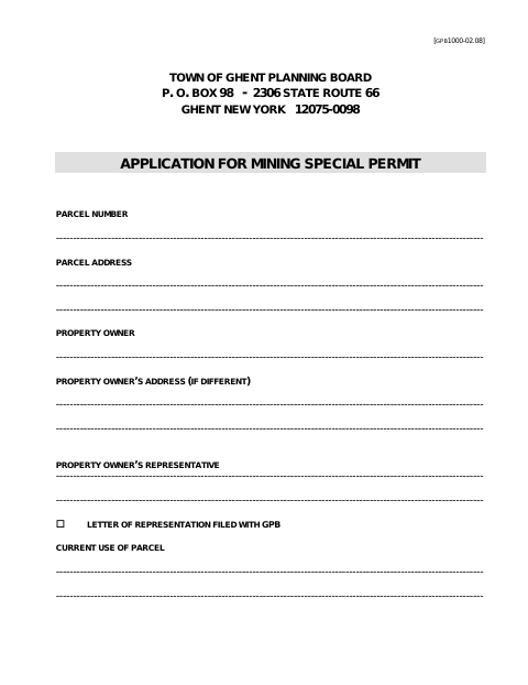 First page of the Application for Mining Special Permit