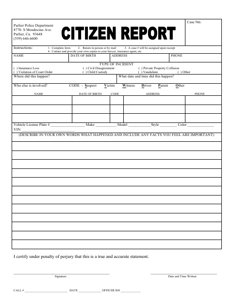 First page of the Citizen Report