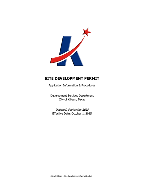 First page of the Site Development Permit Packet