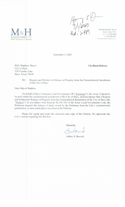 First page of the Request and Petition for Release of Property from the Extraterritorial Jurisdiction