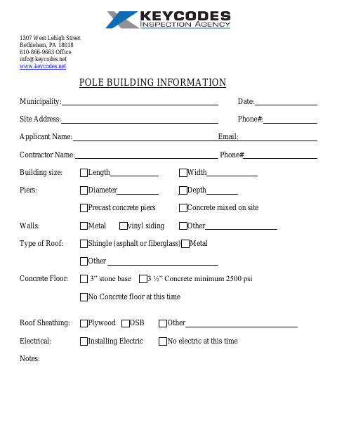 First page of the Pole Building Information