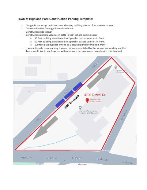 First page of the Construction Parking Template