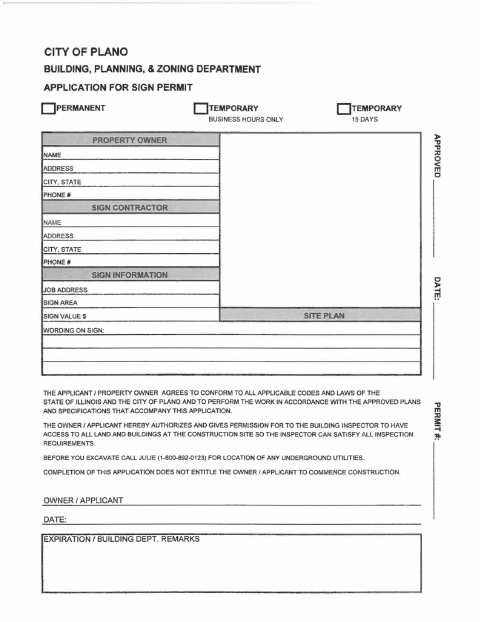 First page of the Sign Permit Application