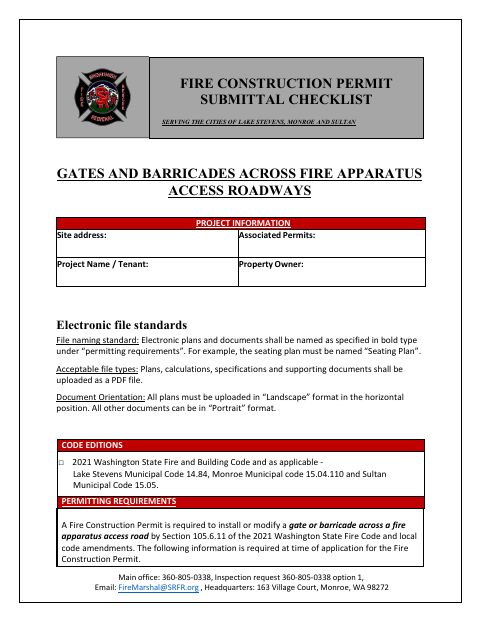 First page of the Gates and Barricades Across Fire Apparatus Access Roadways