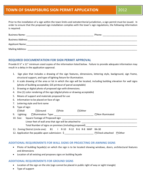 First page of the Sign Permit Application