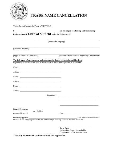 First page of the Trade Name Cancellation Certificate