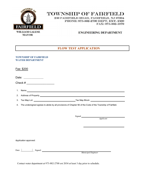 First page of the Flow Test Application