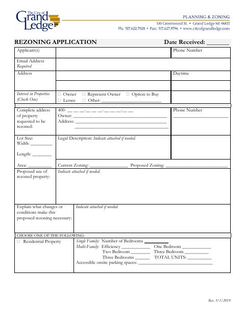 First page of the Rezoning Application
