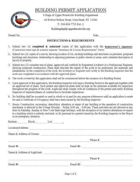 First page of the Building Permit Application