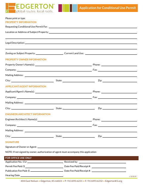 First page of the Conditional Use Permit Application