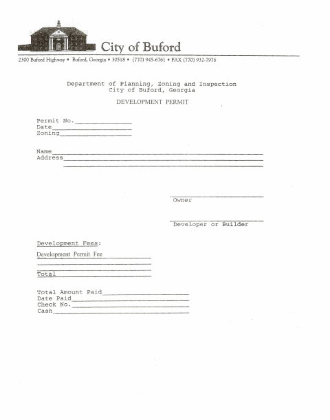 First page of the Development Permit