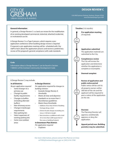 First page of the Design Review C Application