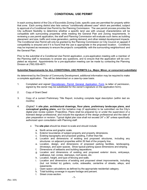 First page of the Conditional Use Permit