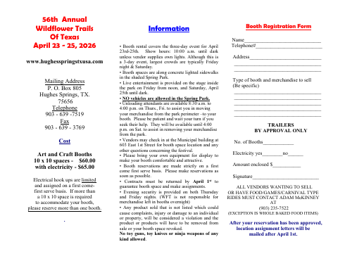 First page of the Booth Registration Form