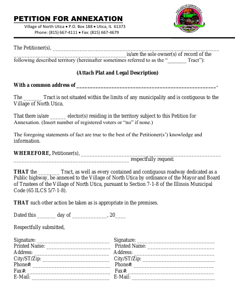 First page of the Petition for Annexation