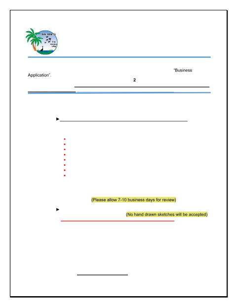 First page of the New Business License Application