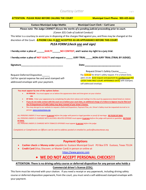 First page of the Driving Safety Course Request Affidavit