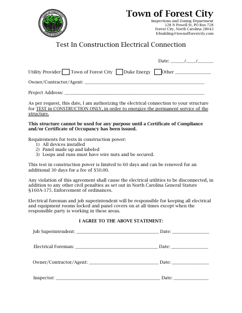First page of the Test in Construction Electrical Connection