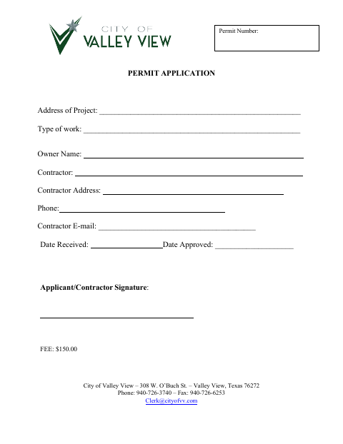 First page of the Permit Application