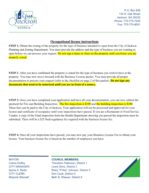 First page of the Business License Home-Occupation Notarized Letter