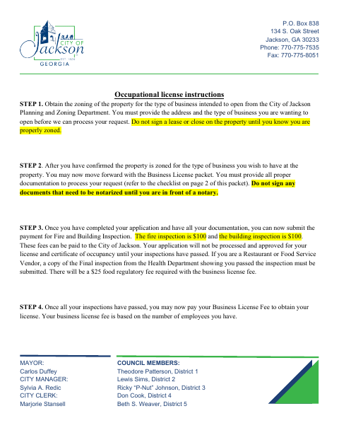 First page of the Business License Home-Occupation Notarized Letter