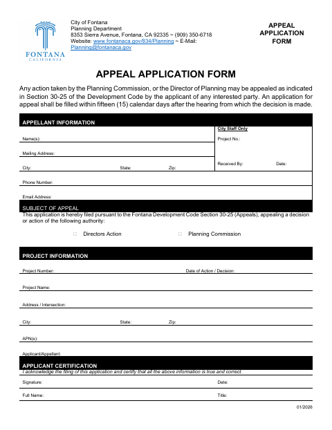 First page of the Appeal Application Form