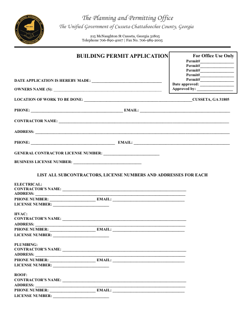 First page of the Building Permit Application