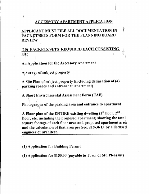 First page of the Accessory Apartment Application and Instructions
