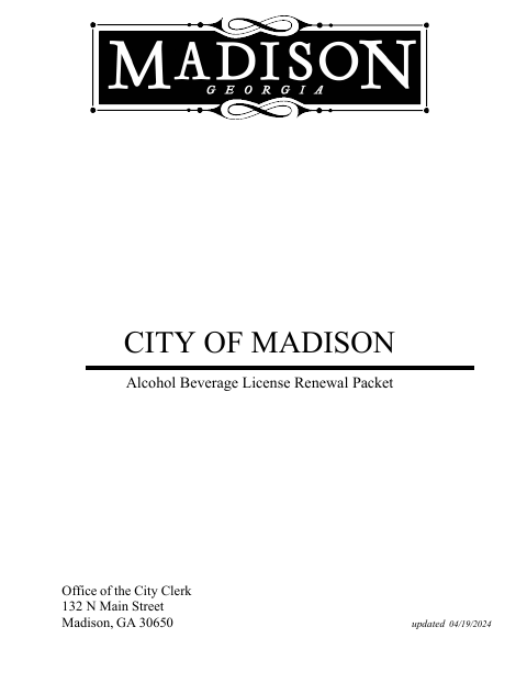 First page of the Alcohol Beverage License Renewal Application