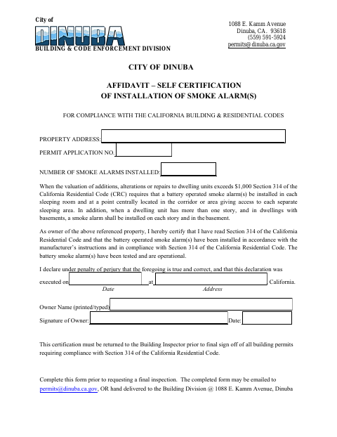 First page of the Affidavit – Smoke and Carbon Monoxide Detectors