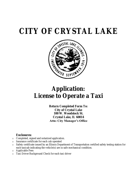 First page of the Taxi License Application