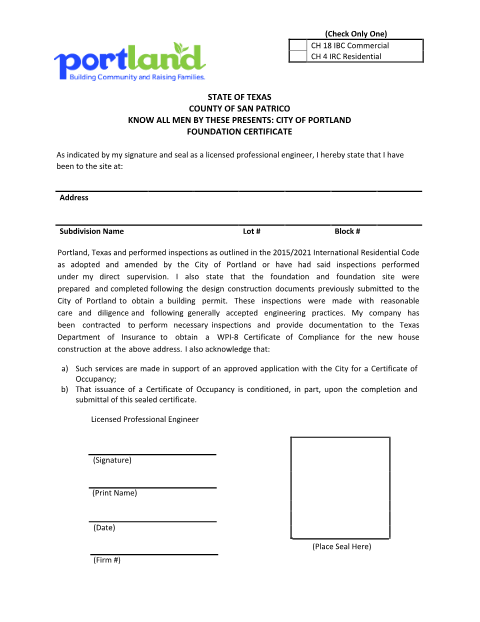 First page of the Foundation Certificate